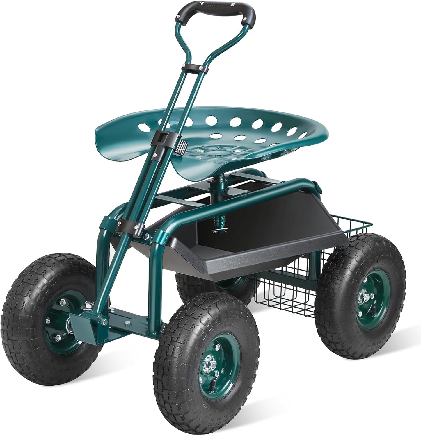 Gardening Tools Green - Carrello da Giardino con Sedile Girevole