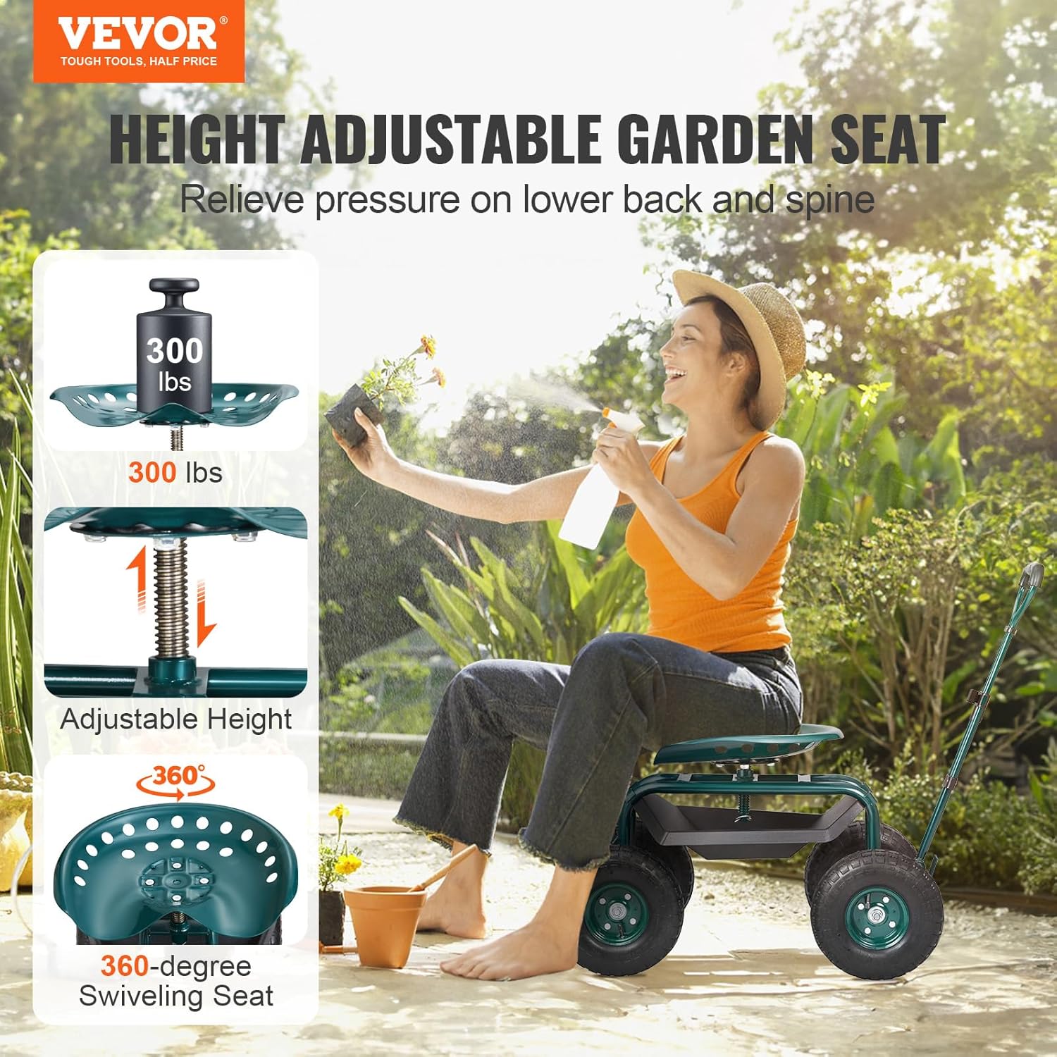 Carrello da Giardino con Sedil - Gardening Tools Green recensione e prezzo